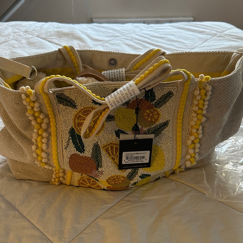 Embroidered Citrus Tote Bag
